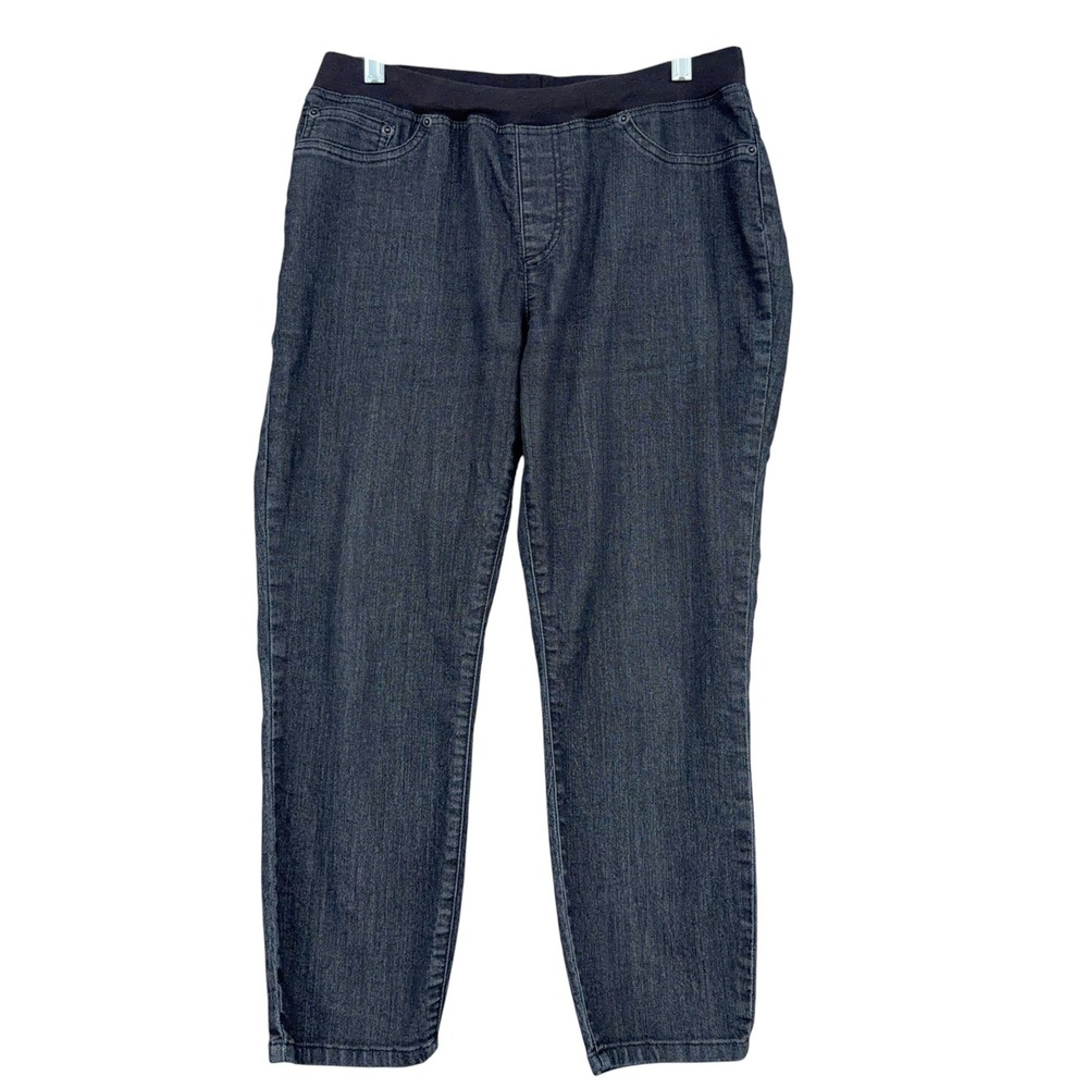 Chico's Platinum Pull On Jeggings Womens Size 1 Cotton Blend Dark Wash Indigo